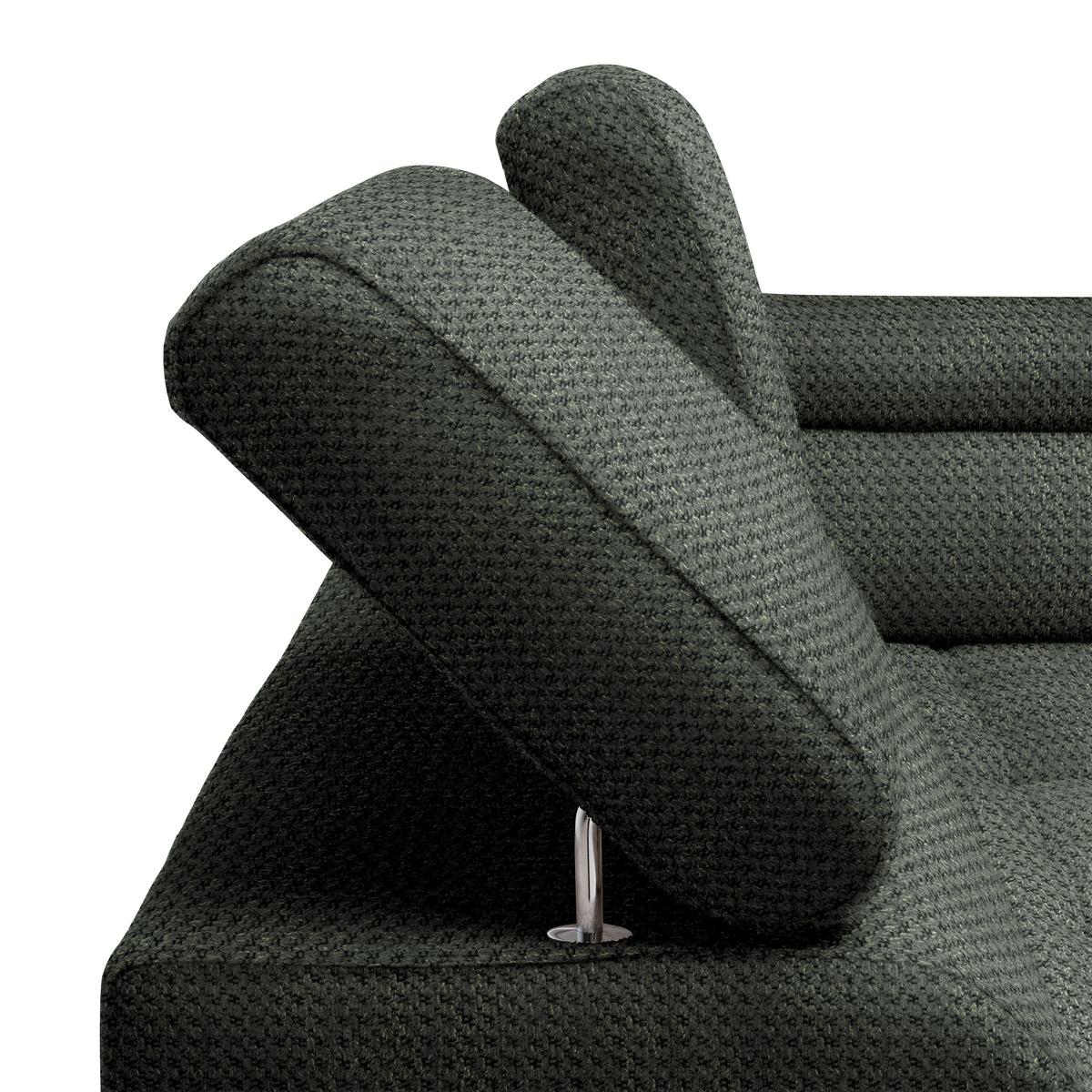 Rohová sedačka GRINALDI, pravá, tmavozelená - čierna/tmavozelená, Modern, textil/plast (283/206cm) - Premium Living