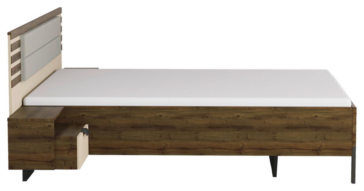 Bettanlage Barea Champagner Eiche Dekor - Eiche dunkel/Champagner, MODERN, Holzwerkstoff/Textil (160/200cm) - Rauch Möbel