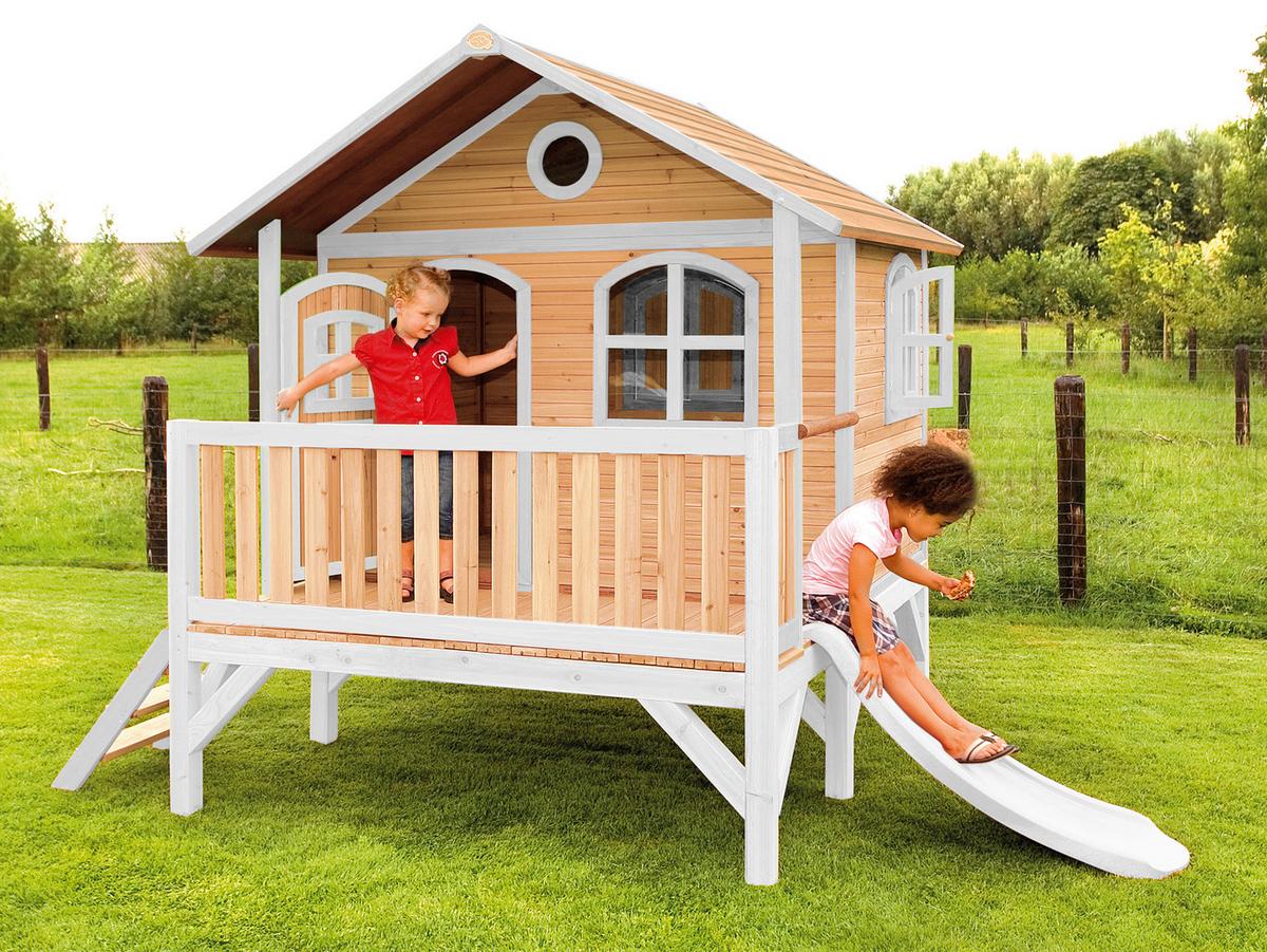 Spielhaus A030.040.91 - Rot/Braun, KONVENTIONELL, Holz/Kunststoff (349/233/212cm) - Ambia Garden