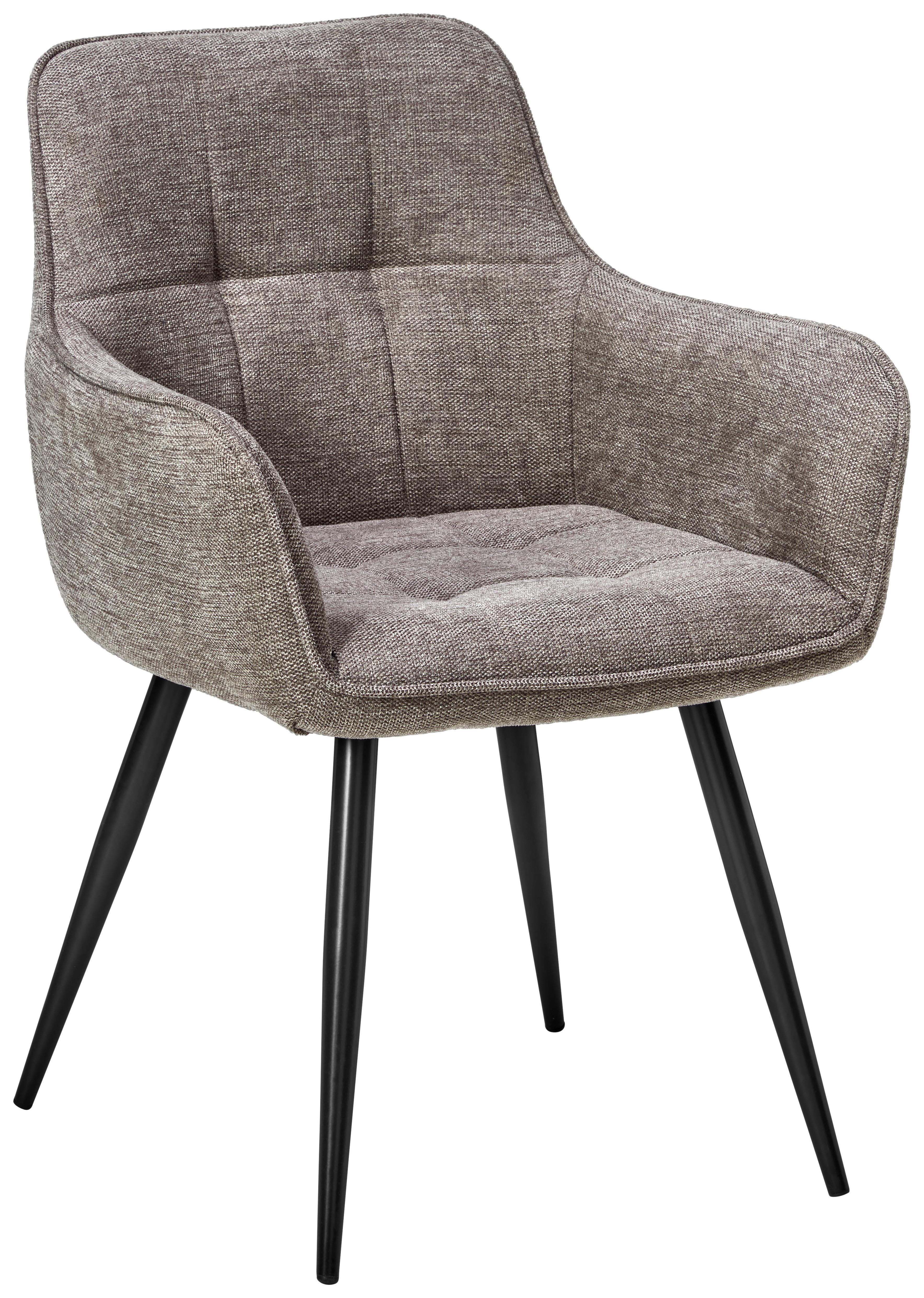 Armlehnstuhl Leicester - Schwarz/Braun, LIFESTYLE, Textil/Metall (57/84/60cm) - MID.YOU