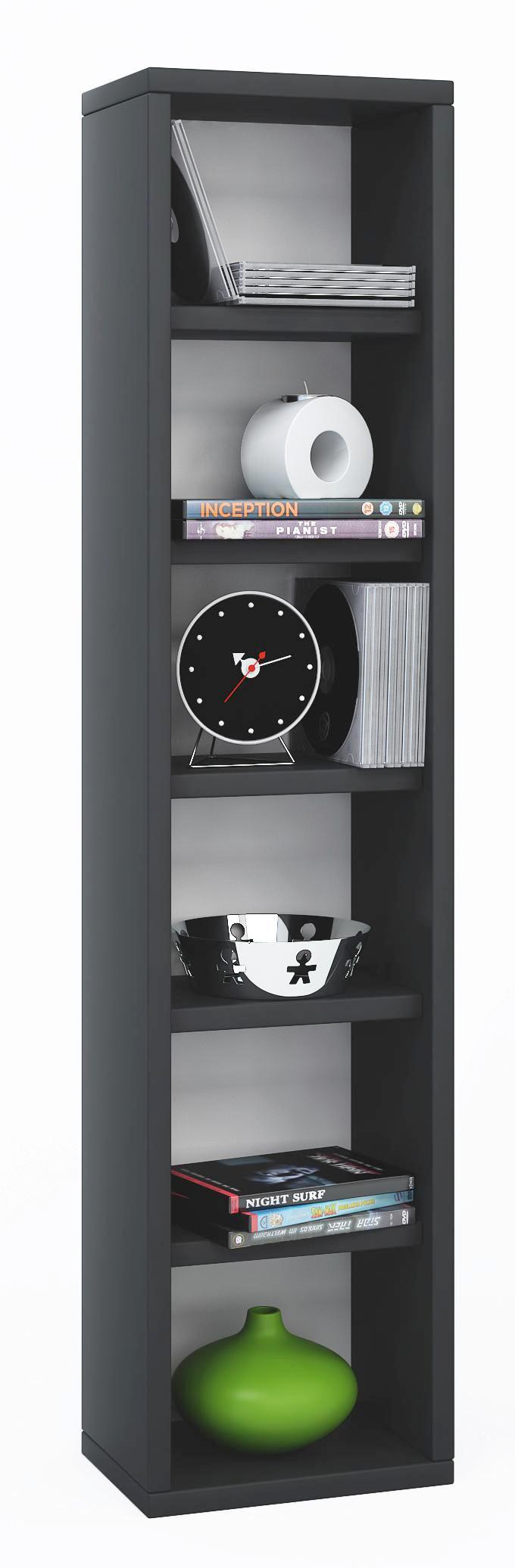 CD-regal Elementa B: 21 cm - Schwarz, KONVENTIONELL, Holzwerkstoff (21/92/20cm)