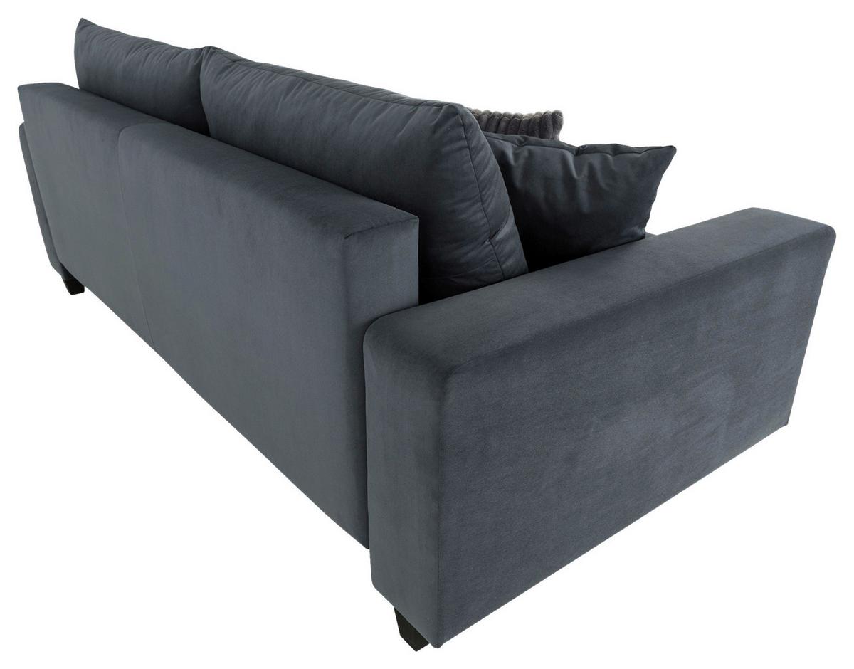 Ecksofa mit Bettfunktion Lily Velours anthrazit ,240x119cm - Anthrazit/Schwarz, Trend, Holz/Holzwerkstoff (240/119cm) - Luca Bessoni