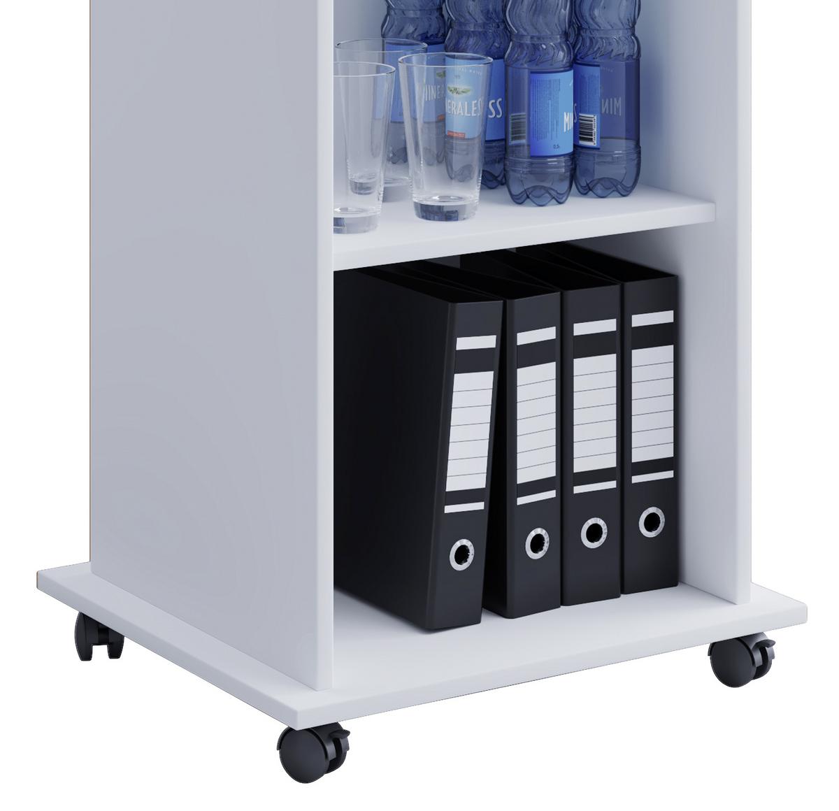 Stehpult mit Stauraum + Rollen B 60cm H 120cm Meeta, Weiß - Weiß, Basics, Holzwerkstoff (60/50/120cm) - MID.YOU