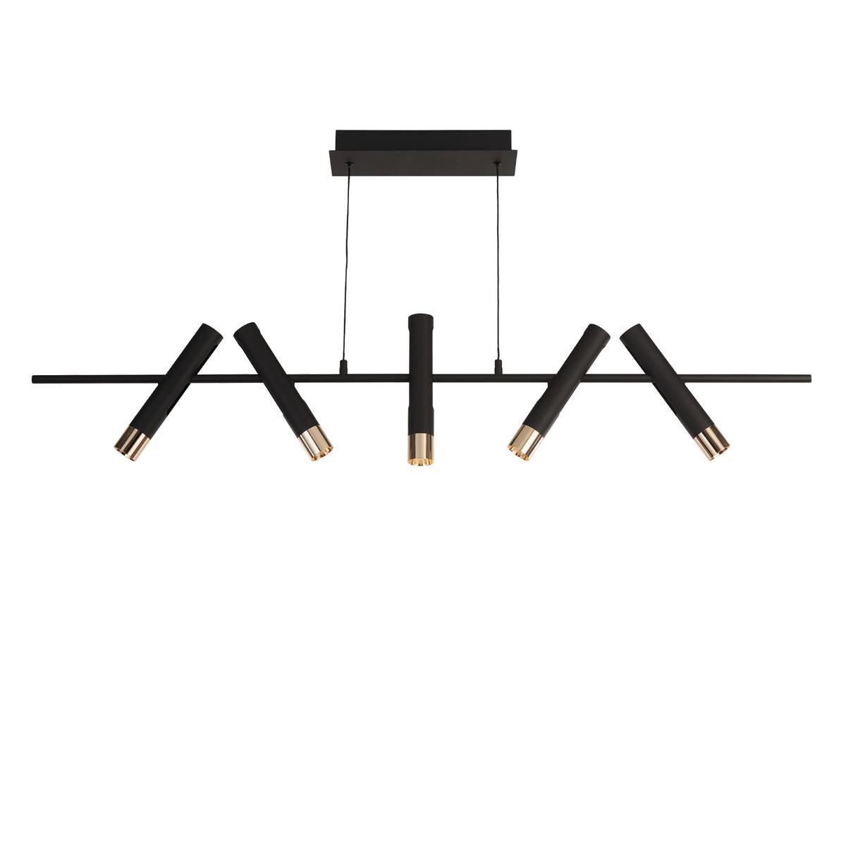 LED-Pendelleuchte 31651-5bk - Goldfarben/Schwarz, Basics, Kunststoff/Metall (10/23.5/120cm)