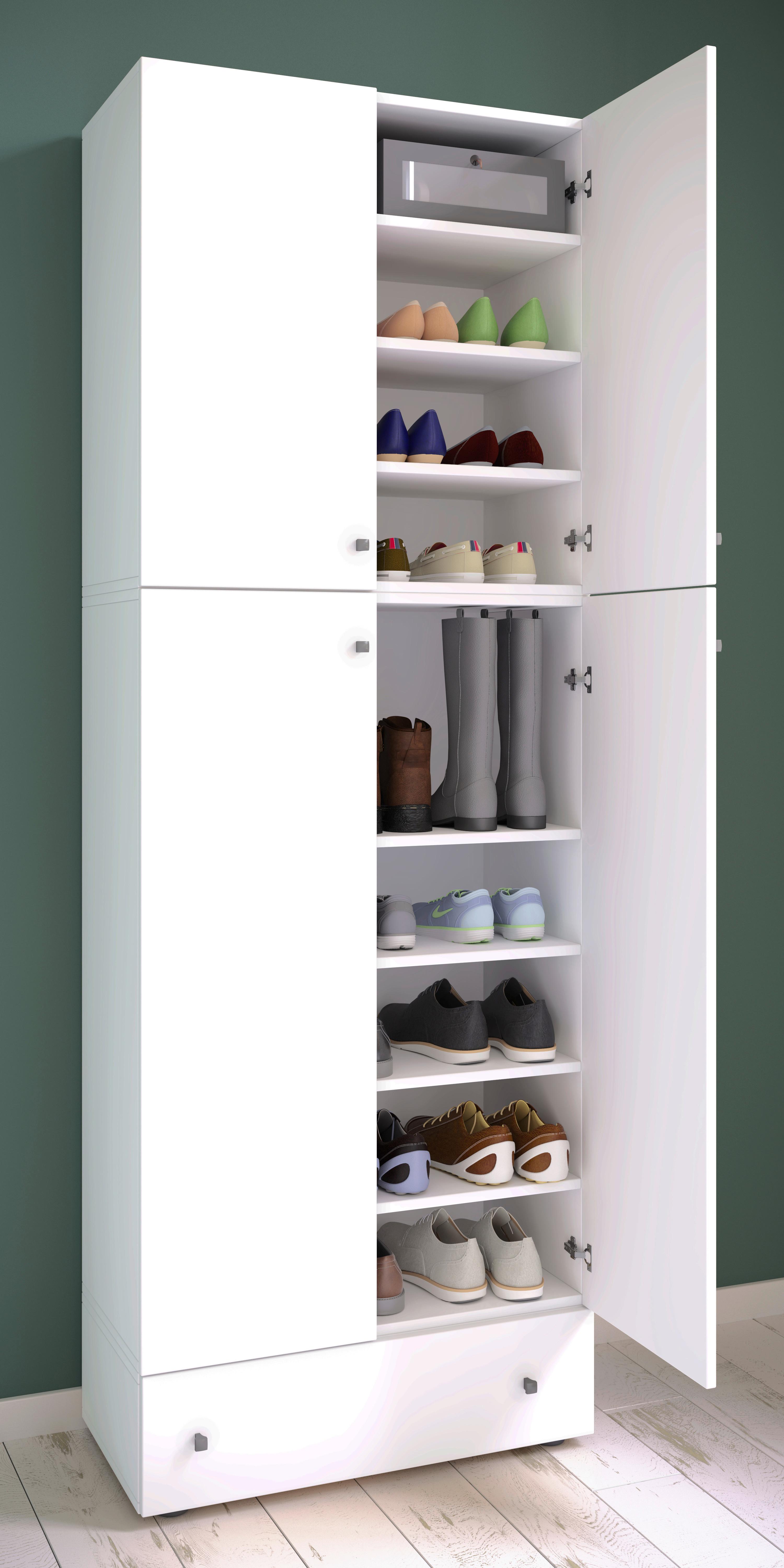 Schuhschrank Lona XXL Weiß 4-Türig, 1 Lade B: 70 cm - Schwarz/Weiß, MODERN, Holzwerkstoff (70/200/39cm) - MID.YOU