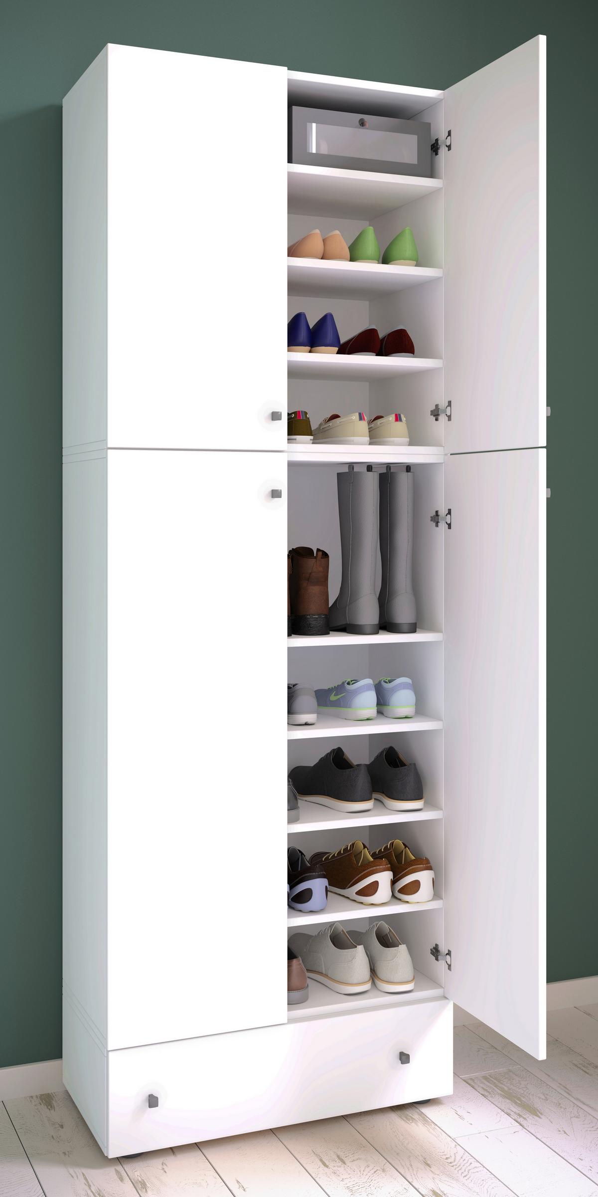 Schuhschrank Lona XXL Weiß 4-Türig, 1 Lade B: 70 cm - Schwarz/Weiß, MODERN, Holzwerkstoff (70/200/39cm) - MID.YOU