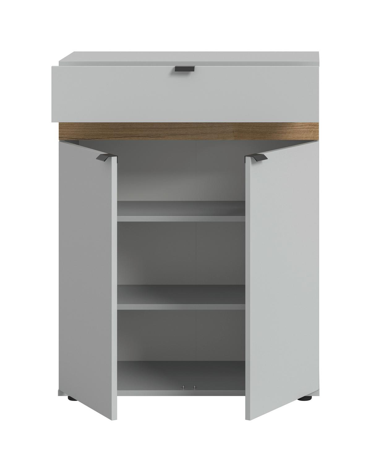 Schuhschrank Naro Grau /Eiche dunkel Dekor B: 75cm - Eiche dunkel/Schwarz, Design, Holzwerkstoff (75/98/37cm) - Livetastic