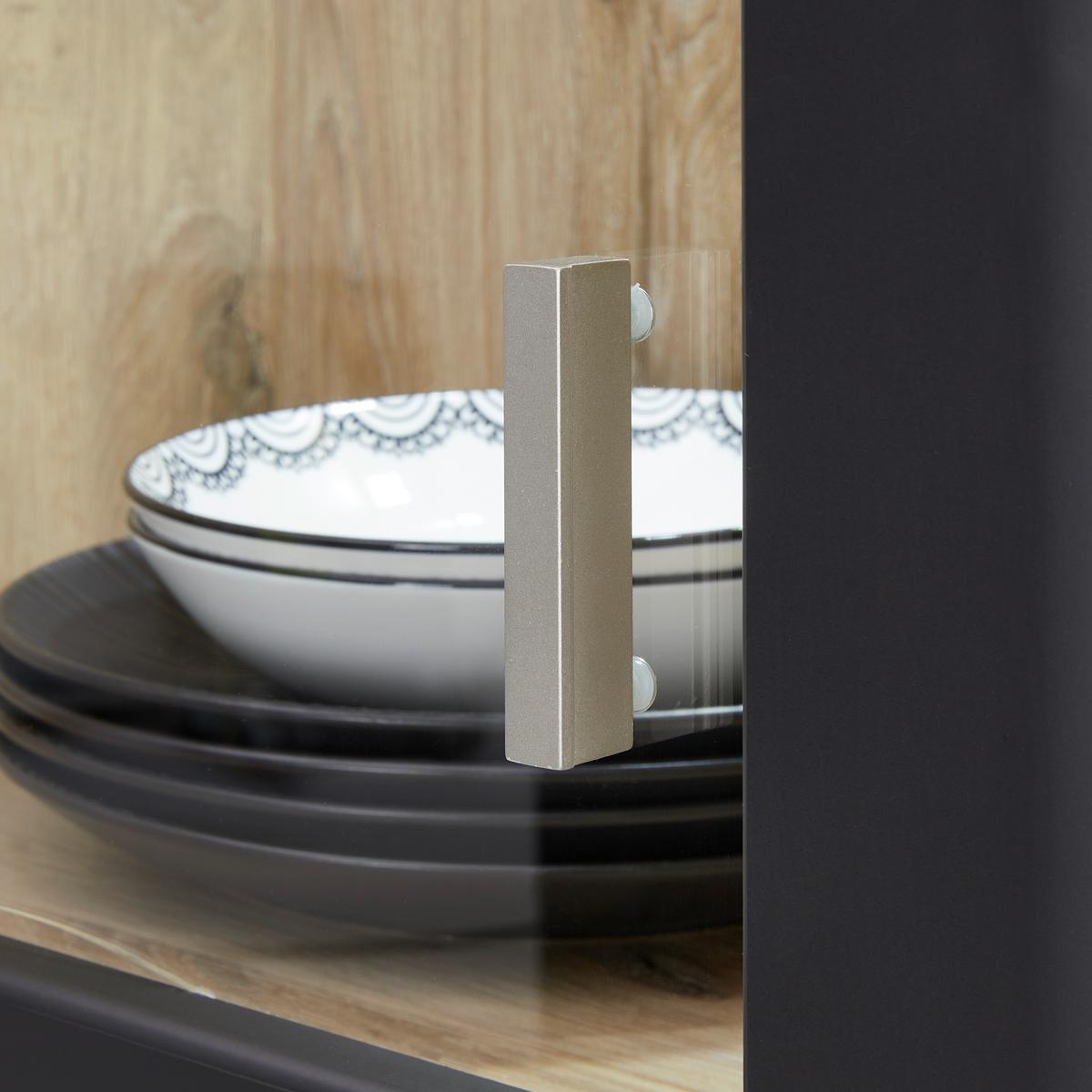 Vitrine Game B: 61 cm Schwarz Matt/Eiche Dekor - MODERN, Glas/Holzwerkstoff (61/204/41cm)