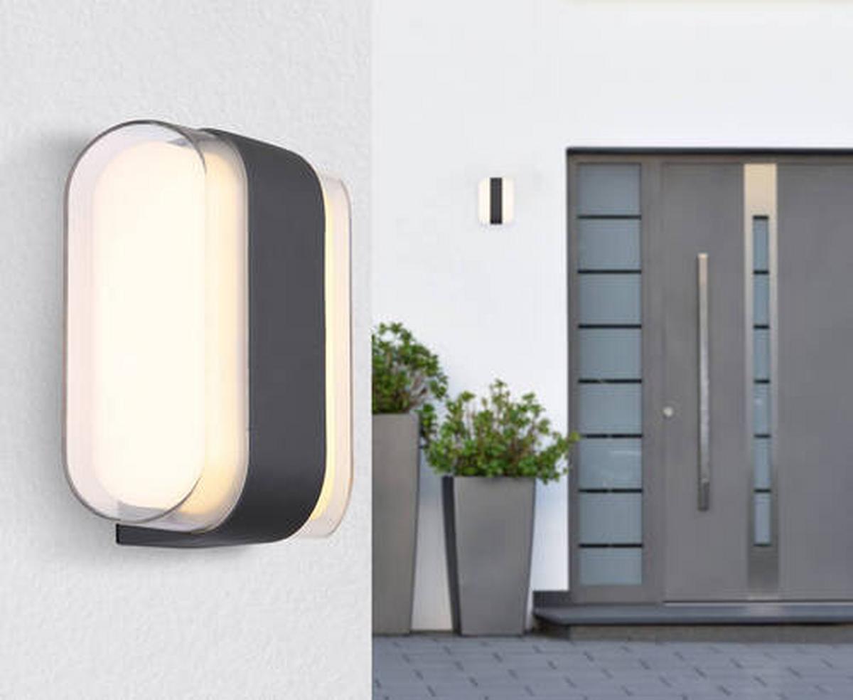 Außenwandleuchte 34315 - Transparent/Anthrazit, Design, Kunststoff/Metall (16/7,8/12,5cm) - Globo