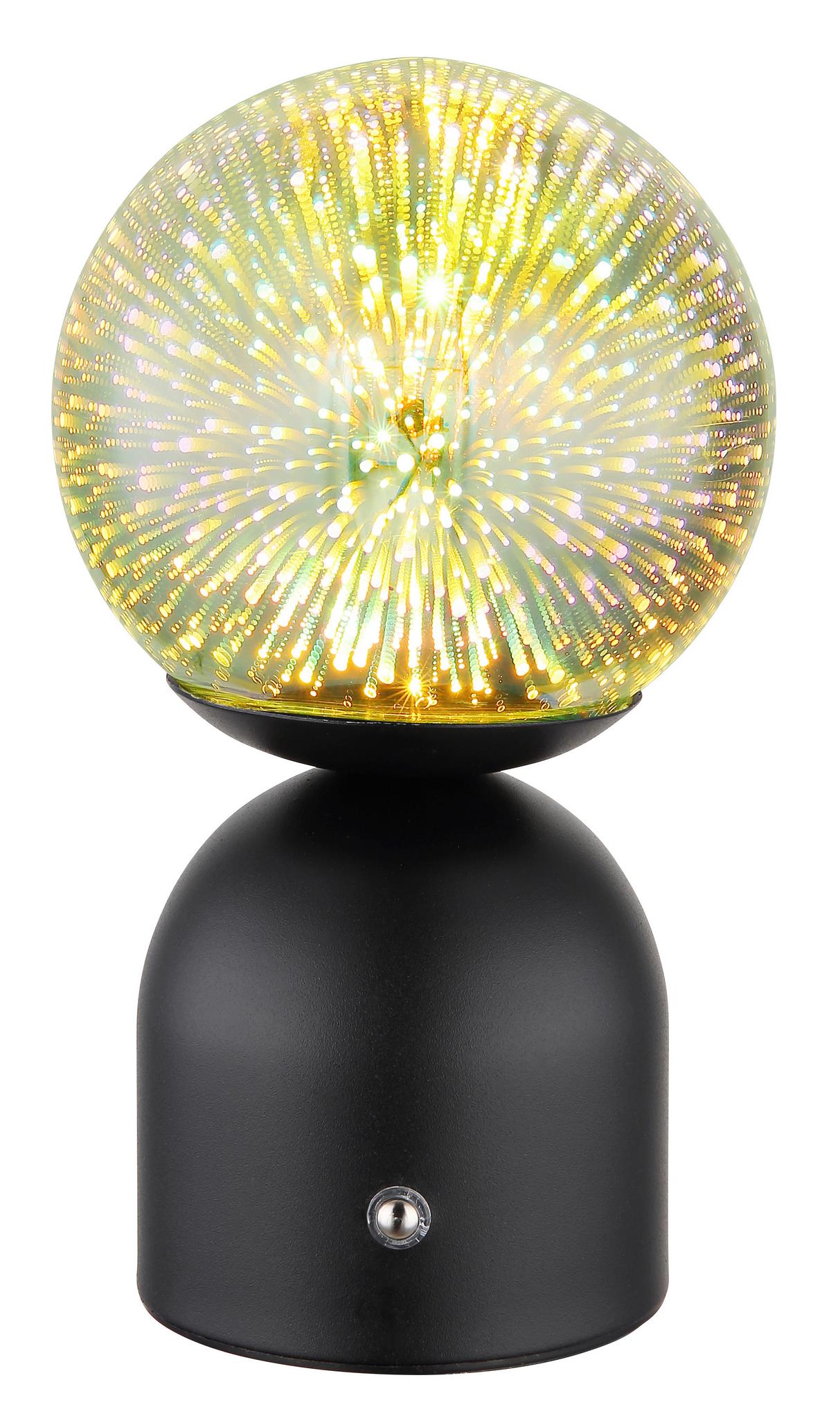 Akku-Tischleuchte 21006ss - Klar/Schwarz, KONVENTIONELL, Glas/Metall (12/21cm) - Globo