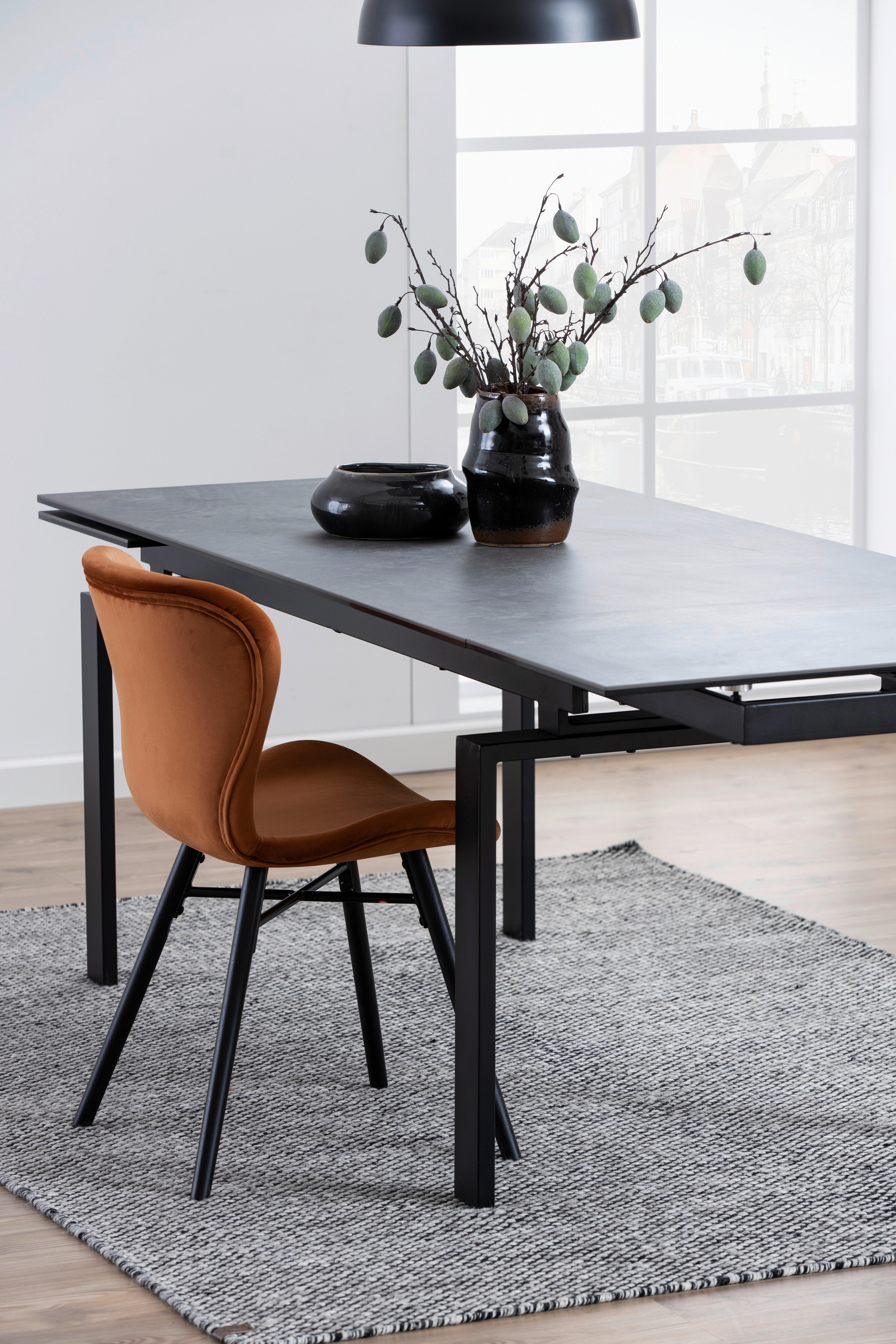 Esstisch ausziehbar Huddersfield 160x85 cm Schwarz - Schwarz, KONVENTIONELL, Keramik/Metall (160/85/76cm) - Livetastic