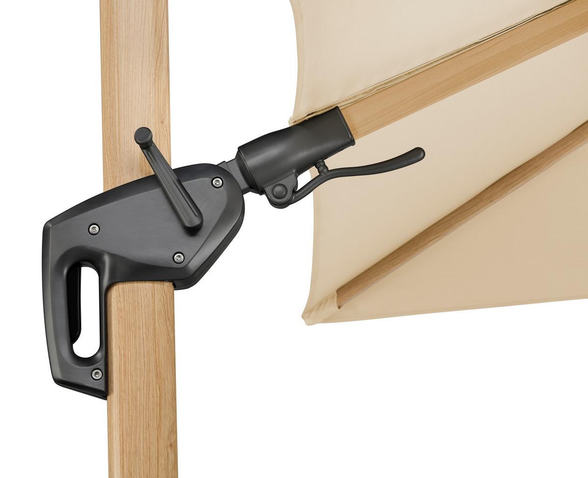 Ampelschirm Rhodos Twist W BHT: 358x263x300cm Naturfarben - Eichefarben/Naturfarben, Basics, Textil/Metall (358/263/300cm) - Schneider