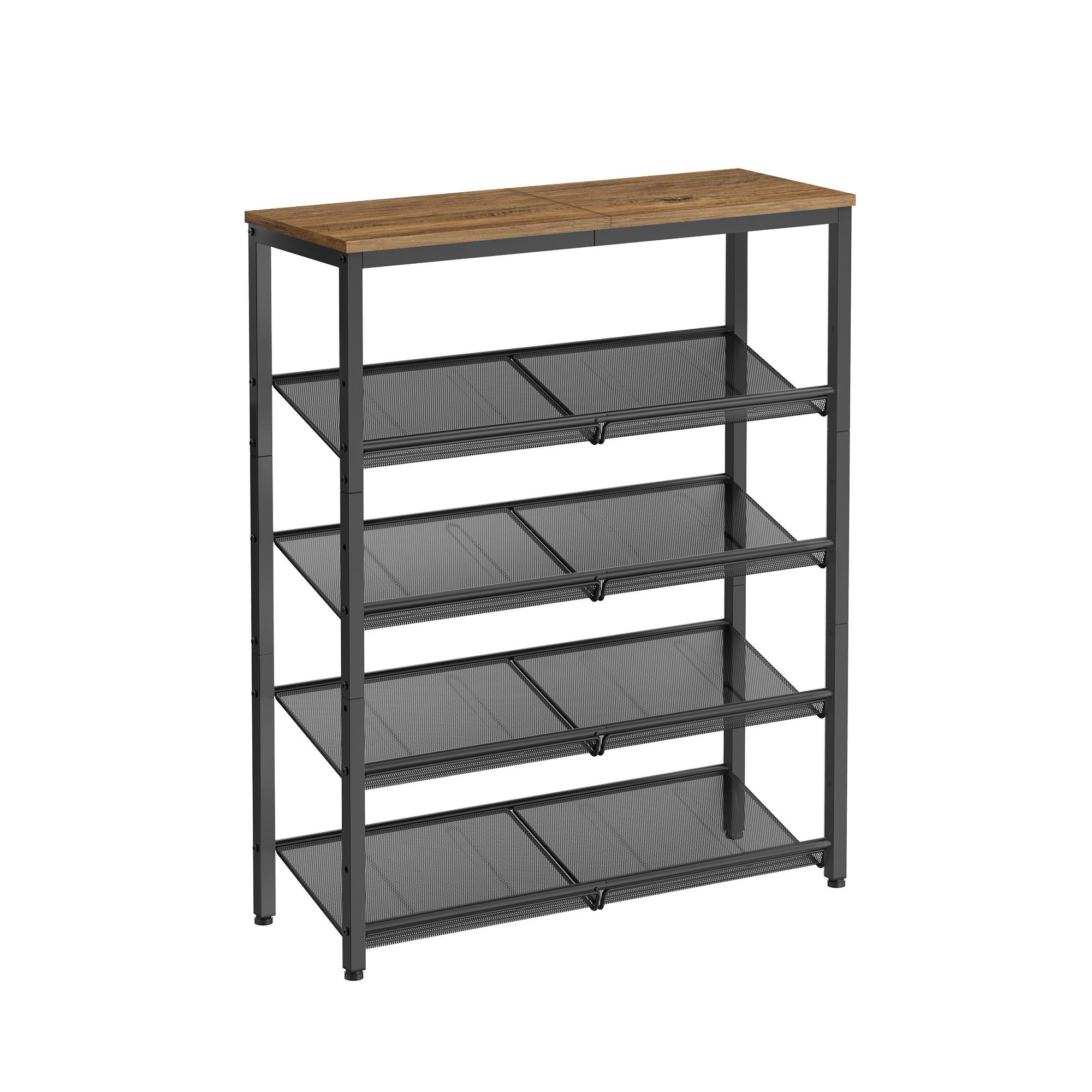 Schuhregal Lbs038k01 - Schwarz/Braun, Trend, Holzwerkstoff/Metall (75/93/28cm) - MID.YOU