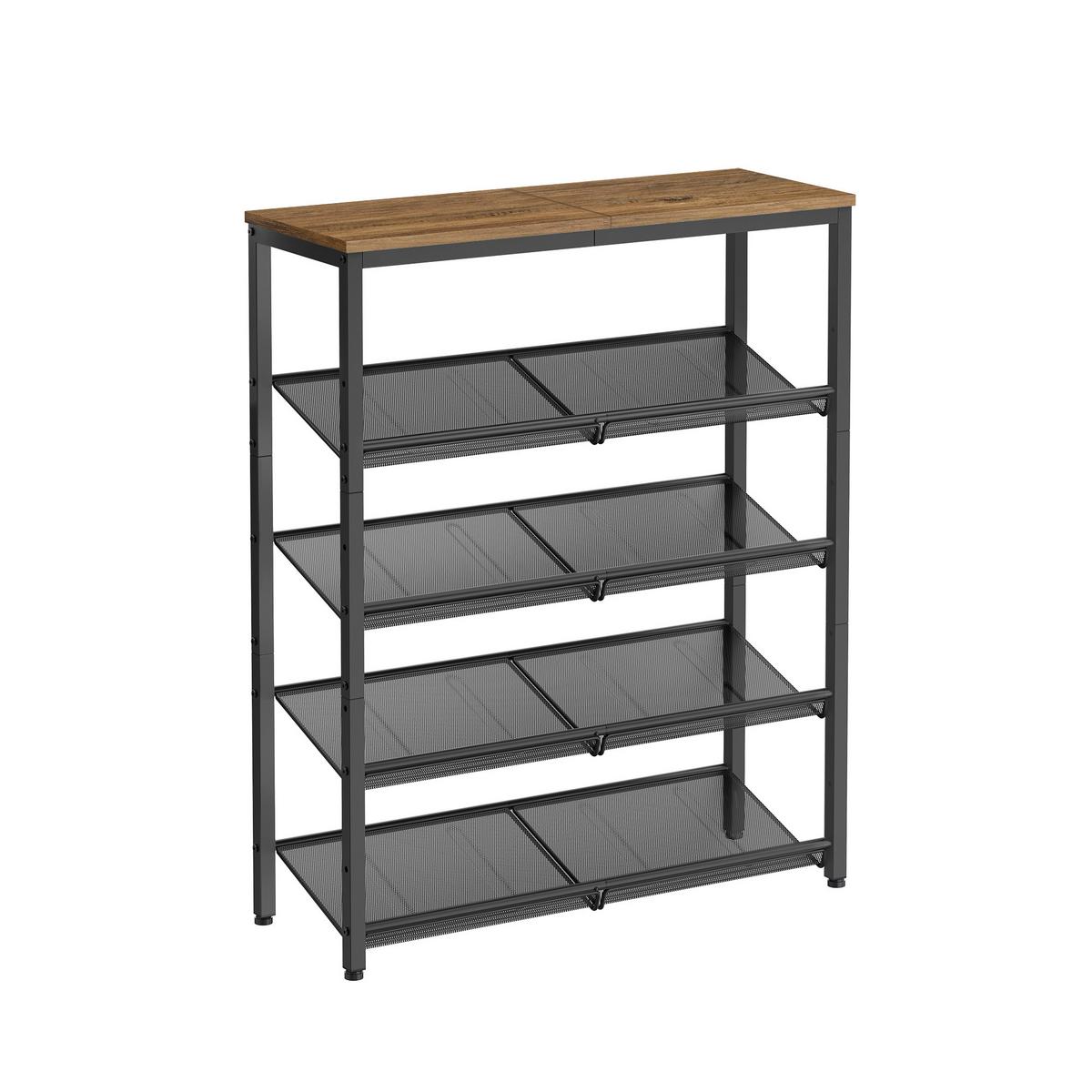 Schuhregal Lbs038k01 - Schwarz/Braun, Trend, Holzwerkstoff/Metall (75/93/28cm) - MID.YOU