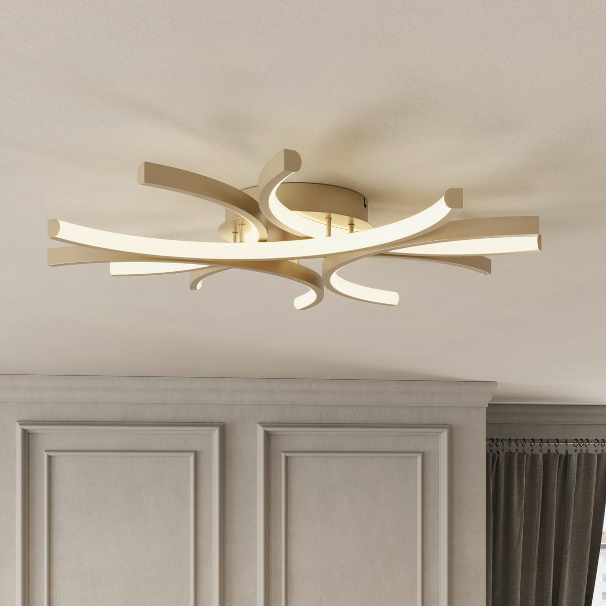 LED-DECKENLEUCHTE CYRUS - Champagner, Basics, Kunststoff/Metall (60/8,5cm) - Luca Bessoni