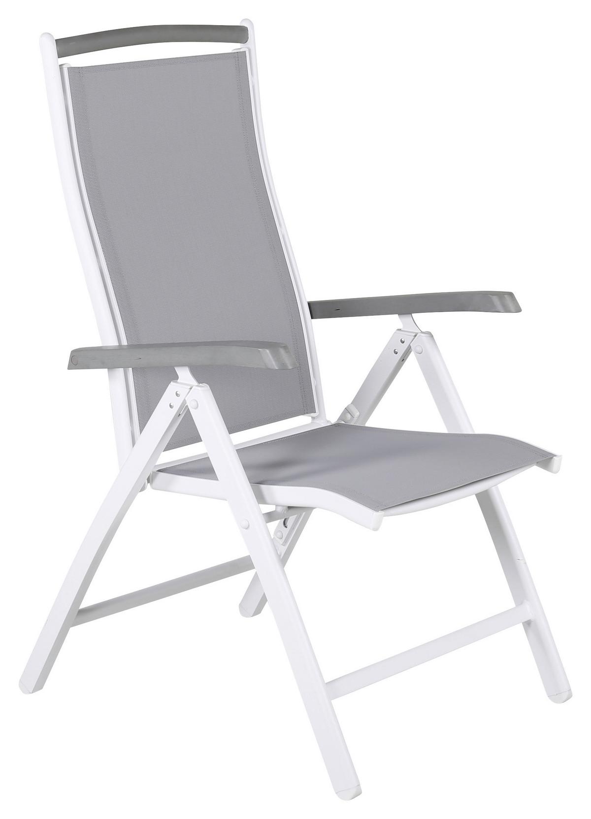 Gartensessel-set 2-tlg. Klappbar Albany Metall - Weiß/Grau, KONVENTIONELL, Metall (60/110/60cm) - Gardenson