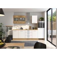 Küchenblock Capri Weiß/Eiche Dekor B: 280 cm - Weiß/Eiche Artisan, Basics, Glas/Holzwerkstoff (280cm) - MID.YOU