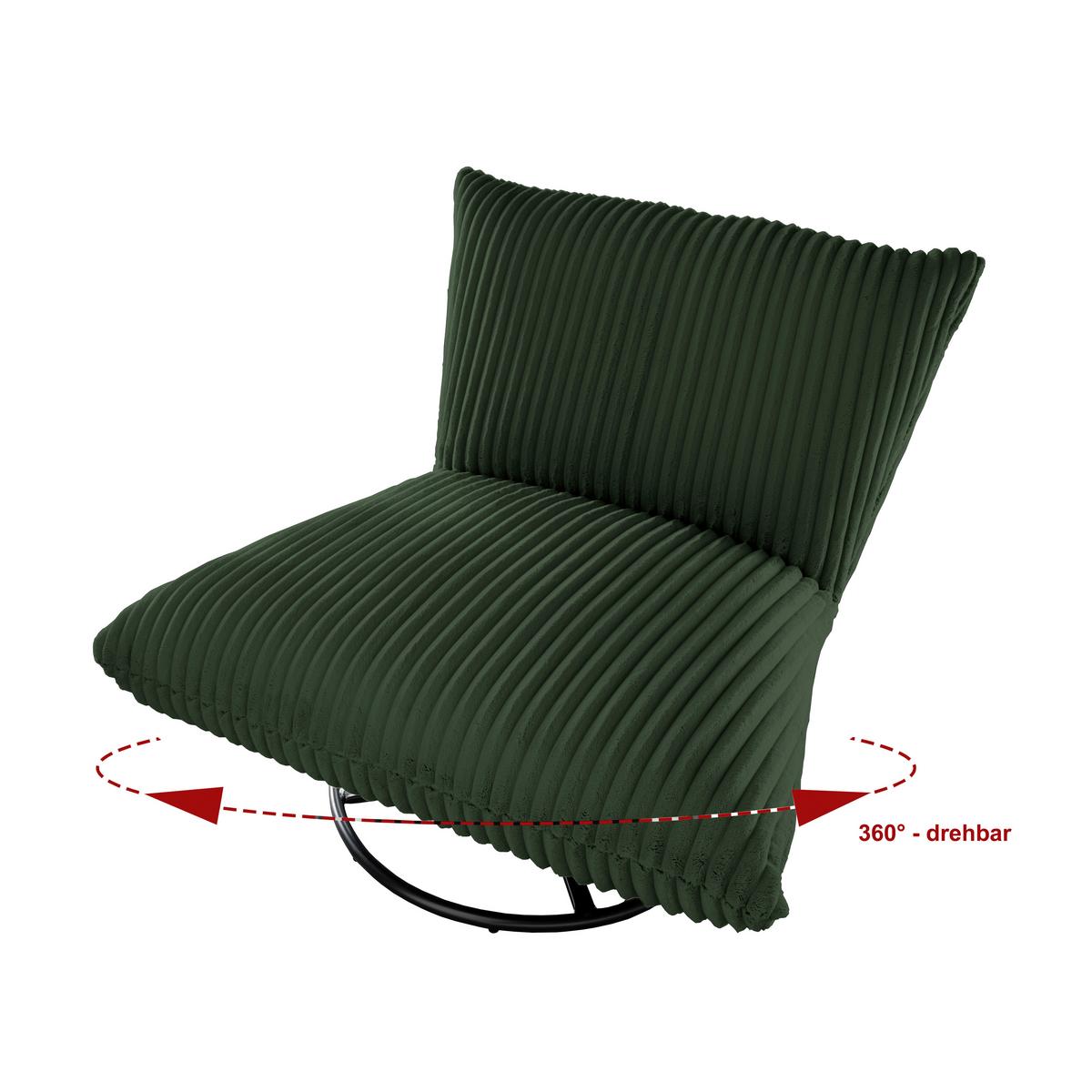 Relaxsessel Cremona Grün B: 100 Cm - Schwarz/Grün, Design, Textil (100/78/96cm) - Livetastic