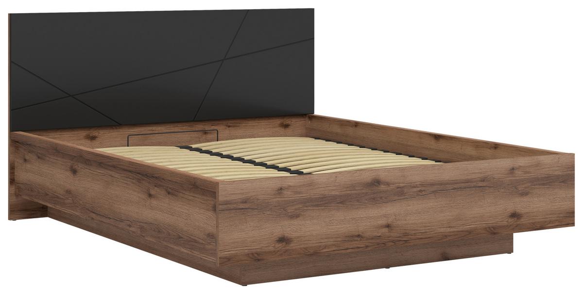 Bett Forn 160x200 cm Schwarz, Eichefarben - Eichefarben/Schwarz, MODERN, Holzwerkstoff (160/200cm) - MID.YOU