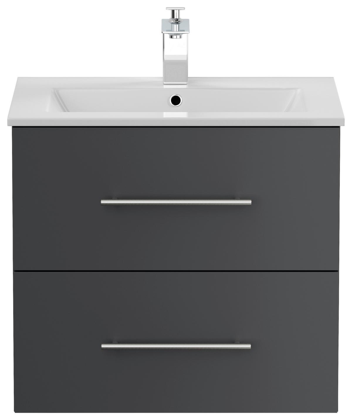 WASCHTISCHKOMBI Homeline, Graphitfarben B: 61,5 cm - Graphitfarben/Weiß, Basics, Keramik/Holzwerkstoff (61,5cm) - MID.YOU