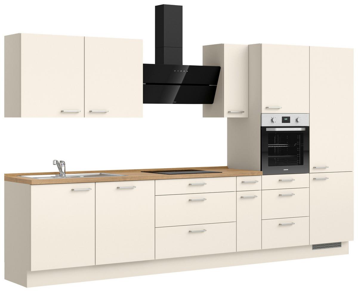 Kuchyňská linka 360 cm, magnólia / dekor dub - barvy dubu/magnolie, Moderní, kov/kompozitní dřevo (360cm) - Nobilia
