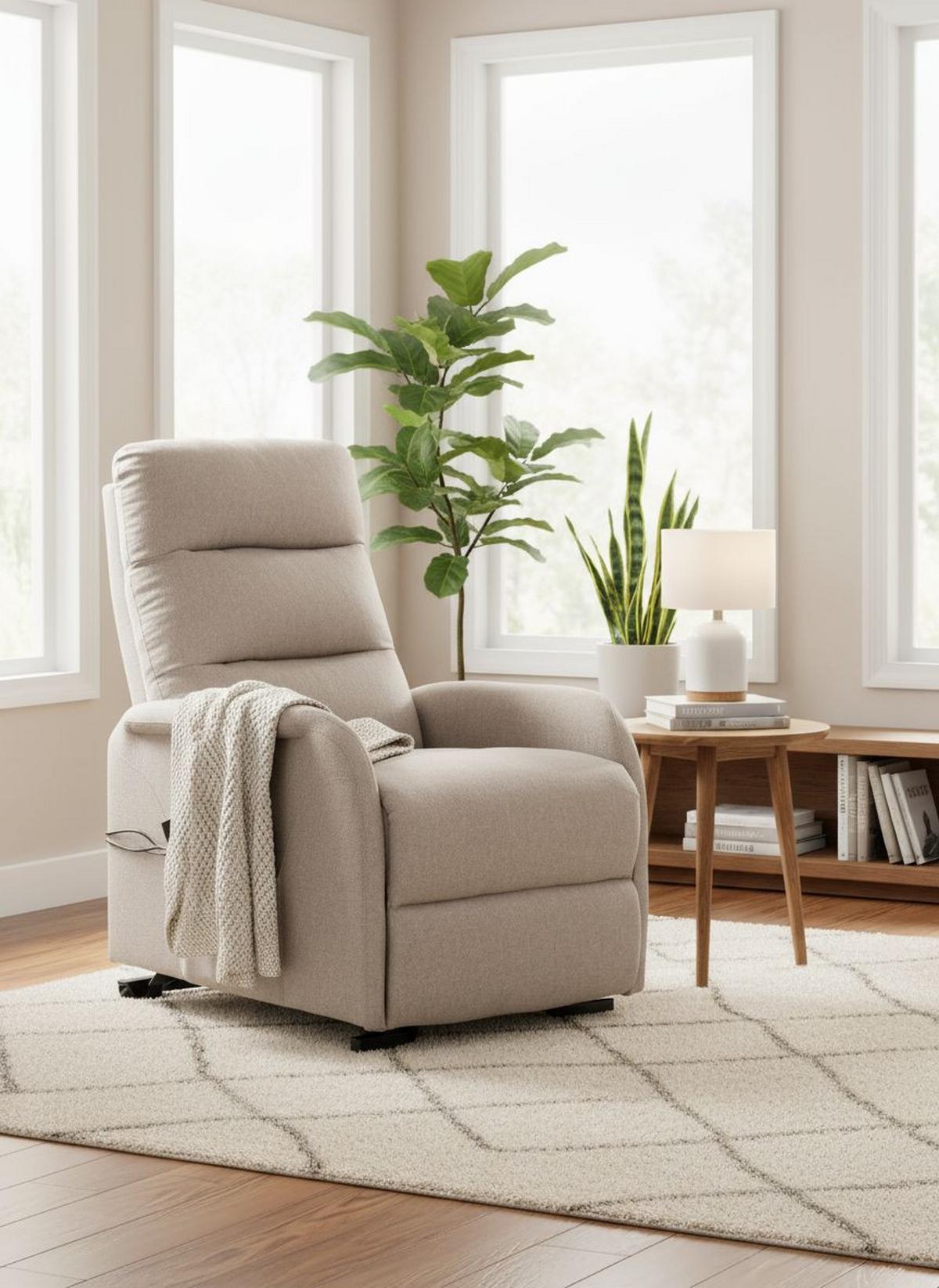 Relaxsessel Luxo Sandfarben B: 68 cm - Sandfarben/Schwarz, Design, Textil/Metall (68/100/94cm) - Livetastic