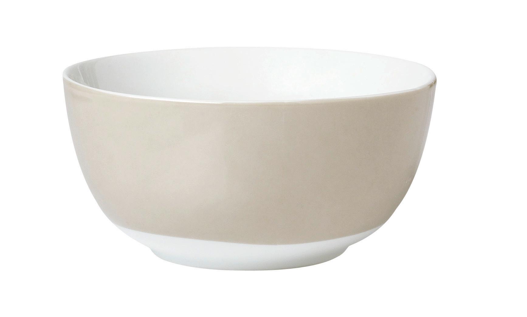Müslischalenset Weiß Taupe 6-teilig D: 14 cm - Taupe/Weiß, Basics, Keramik (14/6cm) - Van Well