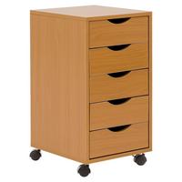 Rollcontainer Buche Dekor 33x68x38 cm - Buchefarben, KONVENTIONELL, Holzwerkstoff/Kunststoff (33/68/38cm) - MID.YOU