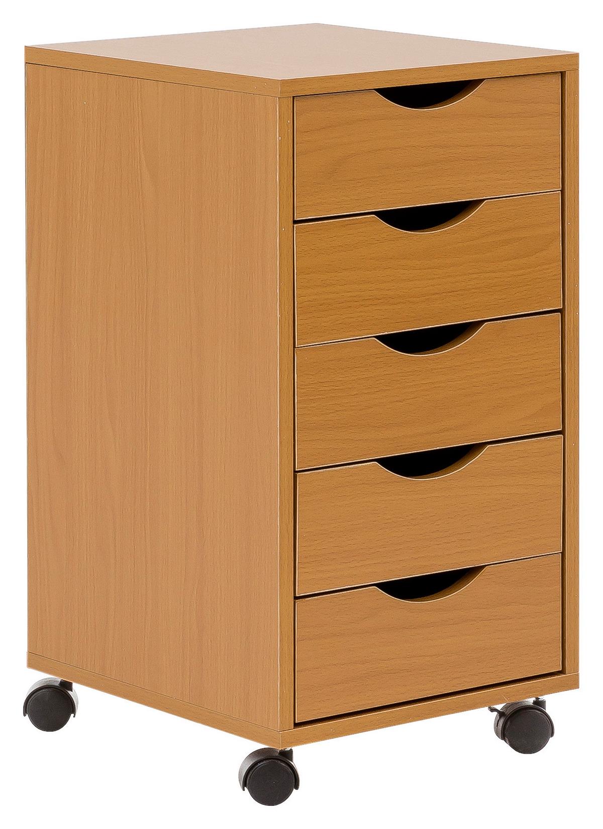 Rollcontainer Buche Dekor 33x68x38 cm - Buchefarben, KONVENTIONELL, Holzwerkstoff/Kunststoff (33/68/38cm) - MID.YOU