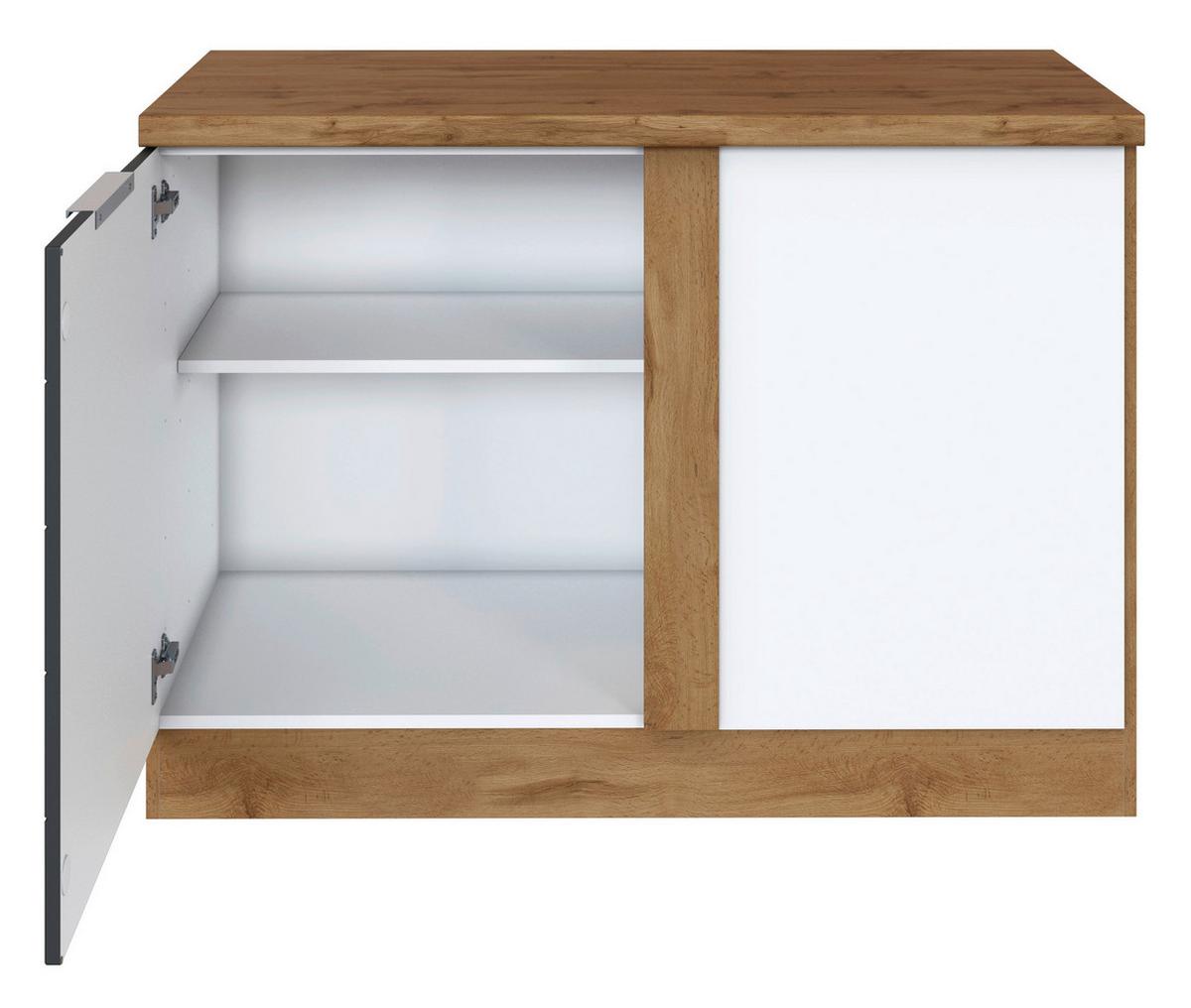 Eckunterschrank Florenz B: 120 Cm Grau/eiche Dekor 1 Tür - Eiche Wotan/Grau, Design, Holzwerkstoff (120/86/60cm) - Held