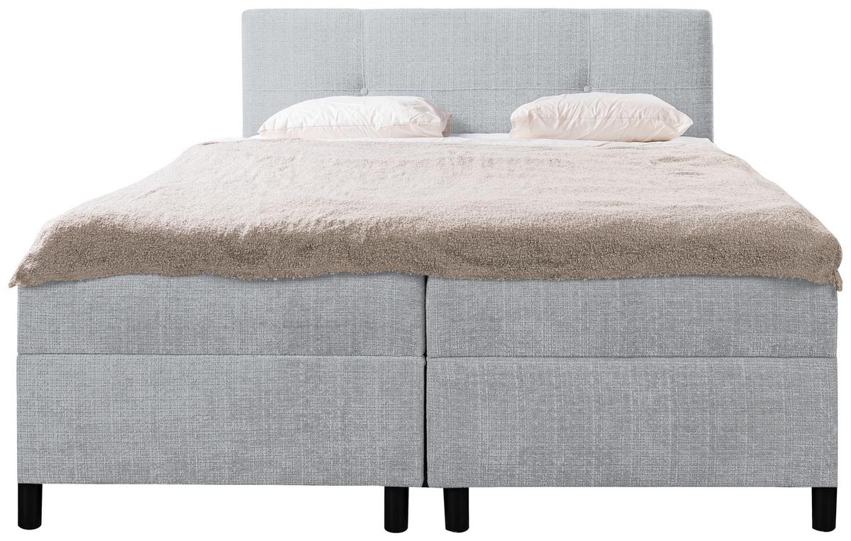 Boxbett Mit Topper & Bettkasten 180x200 Cm Haga - Hellgrau/Schwarz, MODERN, Holz/Kunststoff (180cm) - MID.YOU