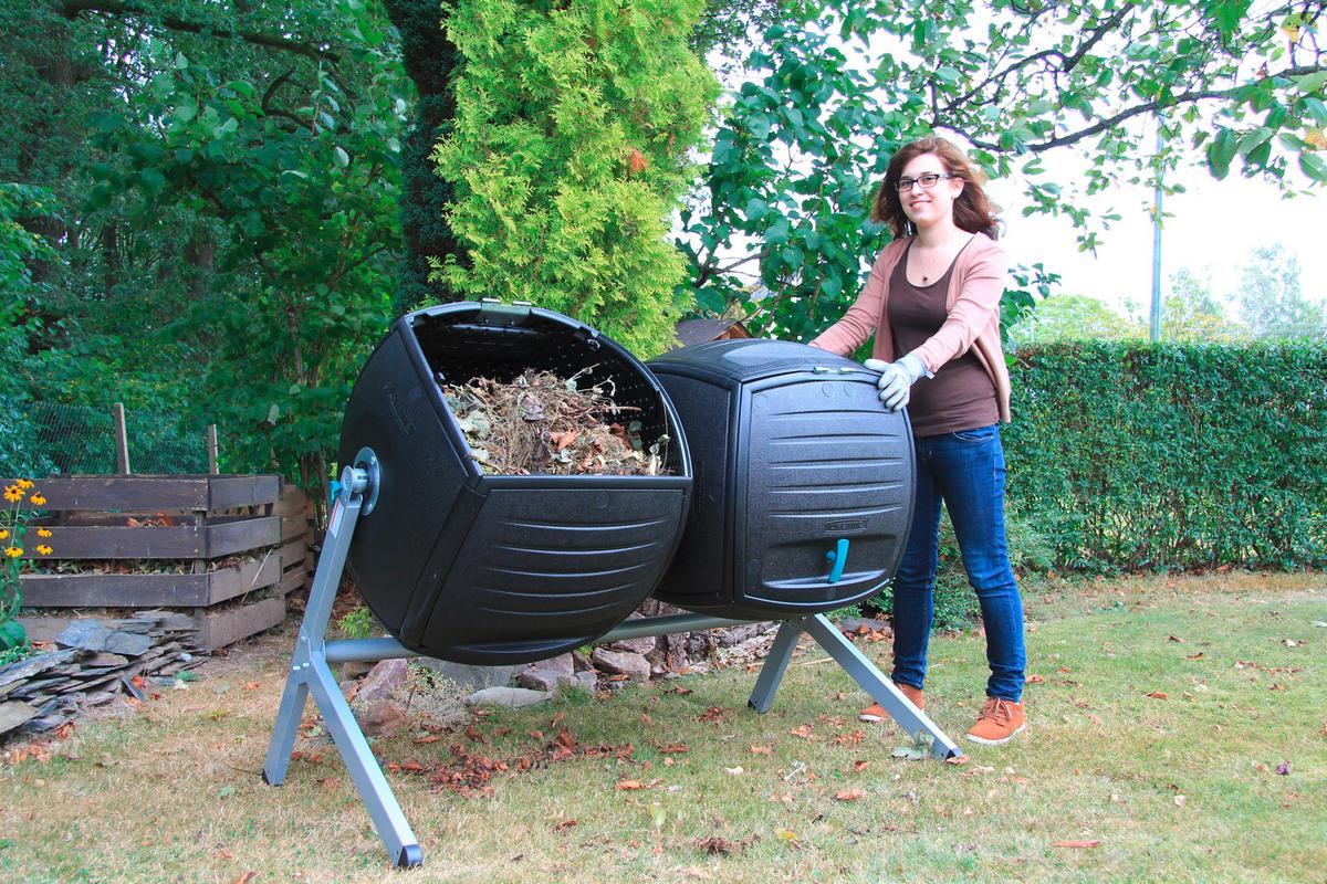 Komposter Kompost-Zwilling 380 L - Schwarz, Basics, Kunststoff (148/111/80cm)