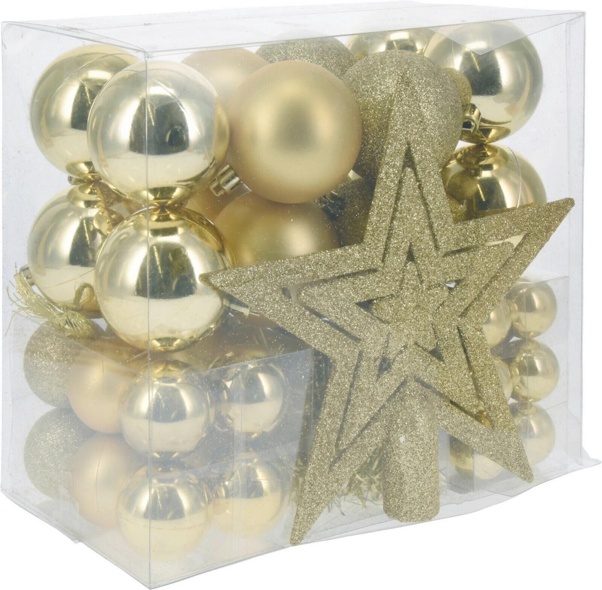 Christbaumkugel Glas Goldfarben Set Aus 54 Stk. - Goldfarben, MODERN, Glas (23/12,3/20,5cm)
