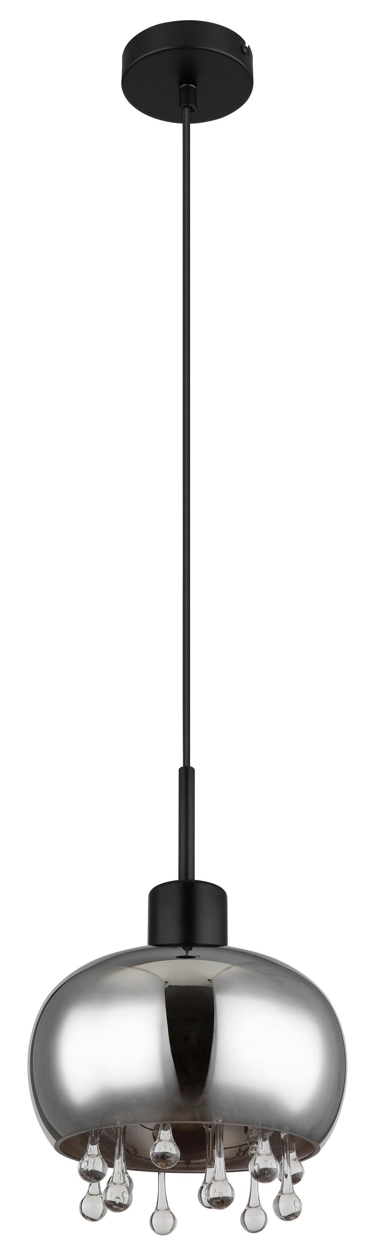 Hängeleuchte 15839h - Klar/Schwarz, Trend, Glas/Textil (21/120cm) - Globo
