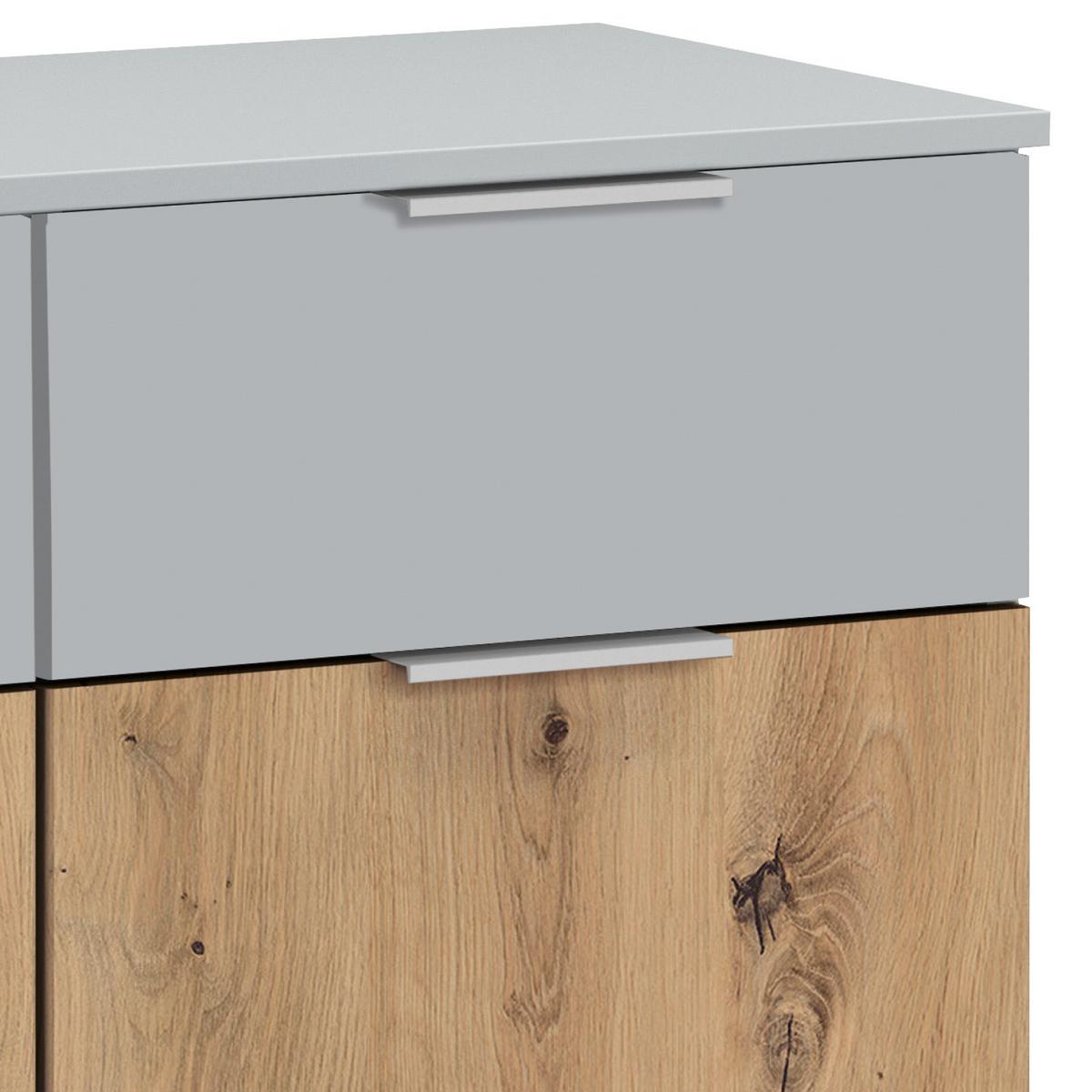 Kommode Modern 93 cm Alabama Extra Hellgrau - Hellgrau/Alufarben, MODERN, Holzwerkstoff (93/81/42cm)