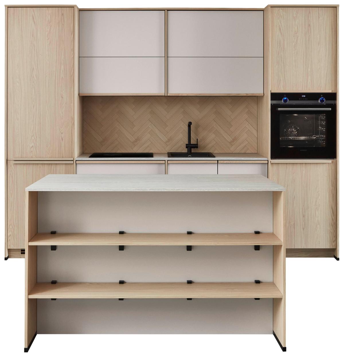 Küchenblock Sofia/singapur - Sandfarben/Eichefarben, LIFESTYLE, Holzwerkstoff (296,4cm) - Vertico