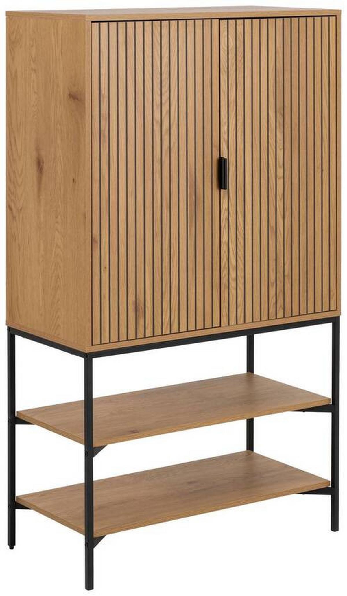 Vysoká komoda Jaipur - čierna/farba duba, Design, kov/kompozitné drevo (80/140/40cm) - Livetastic