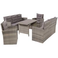 Loungegarnitur 5-Tlg. Hadwin, Kunststoffgeflecht mit Kissen - Dunkelgrau/Grau, MODERN, Holzwerkstoff/Kunststoff (120/70cm) - Luca Bessoni