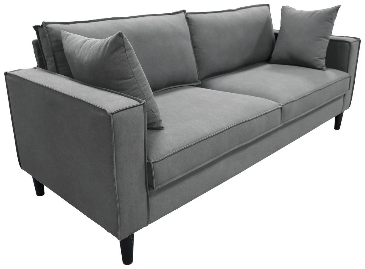3-Sitzer-Sofa Beluna Hellgrau B: 198,5 cm - Hellgrau/Schwarz, Basics, Textil (198,5/84/83cm) - P & B