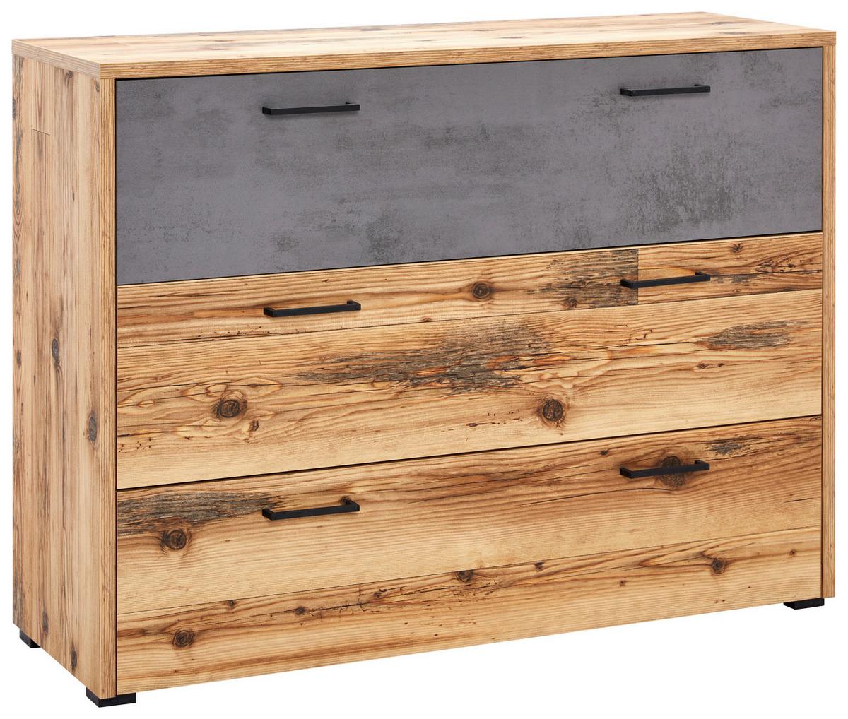 Kommode B 120cm Alicante Fichtefarben/grau - Fichtefarben/Schwarz, MODERN, Holzwerkstoff (120/89,4/38cm) - Luca Bessoni