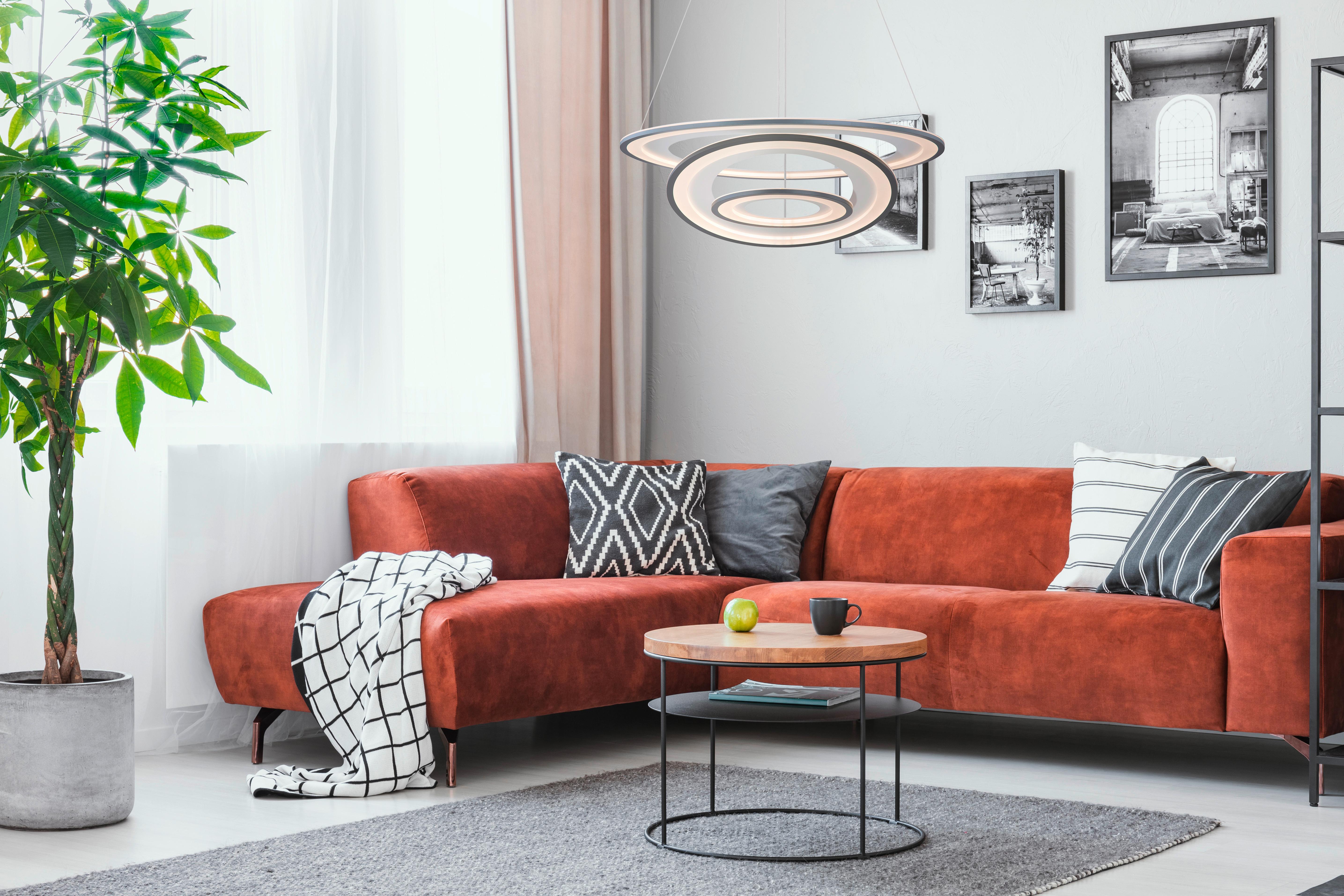 Led-hängeleuchte H: 120 Cm 1-Flammig Mit Stufenschalter - Opal/Graphitfarben, Basics, Kunststoff/Metall (79,5/120cm) - Globo