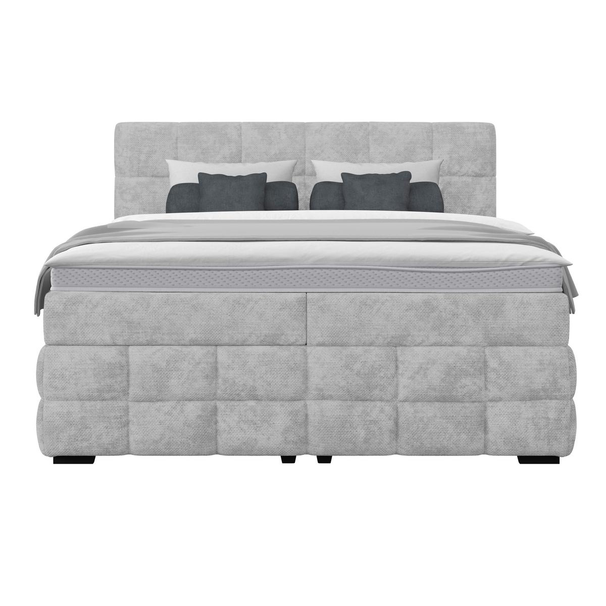 Čalouněná postel VEGA 180x200 cm, světle šedá - černá/světle šedá, Trend, dřevo/textil (180/200cm)