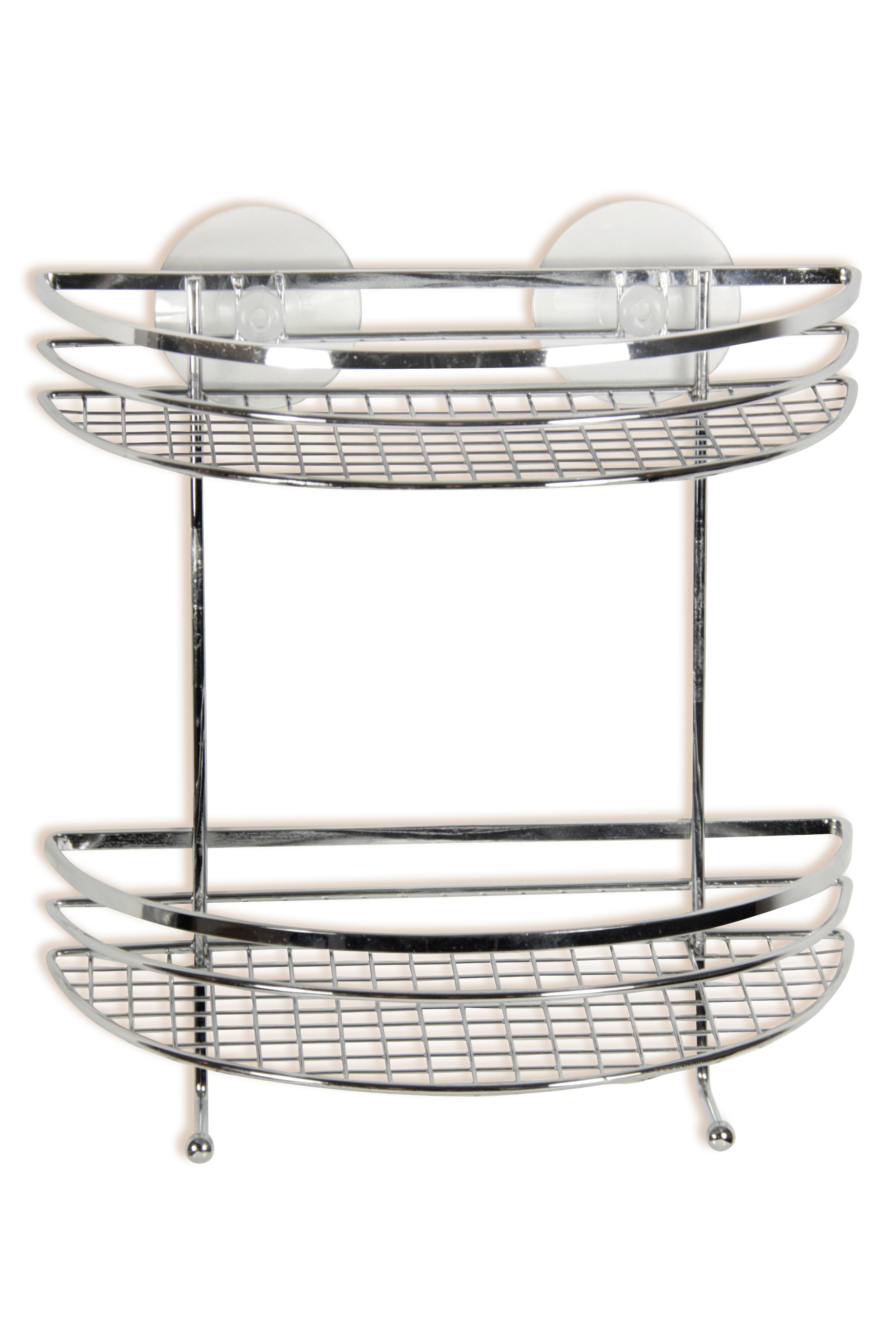 Duschregal 2 Ablagen Rund 24x25cm Milano - Silberfarben, KONVENTIONELL, Metall (24/25/12cm) - Ondega