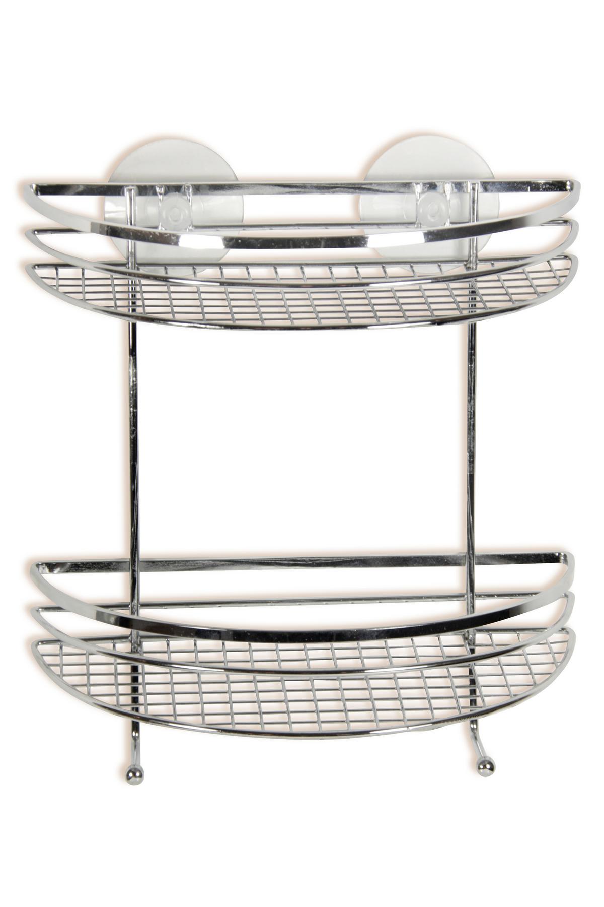 Duschregal 2 Ablagen Rund 24x25cm Milano - Silberfarben, KONVENTIONELL, Metall (24/25/12cm) - Ondega