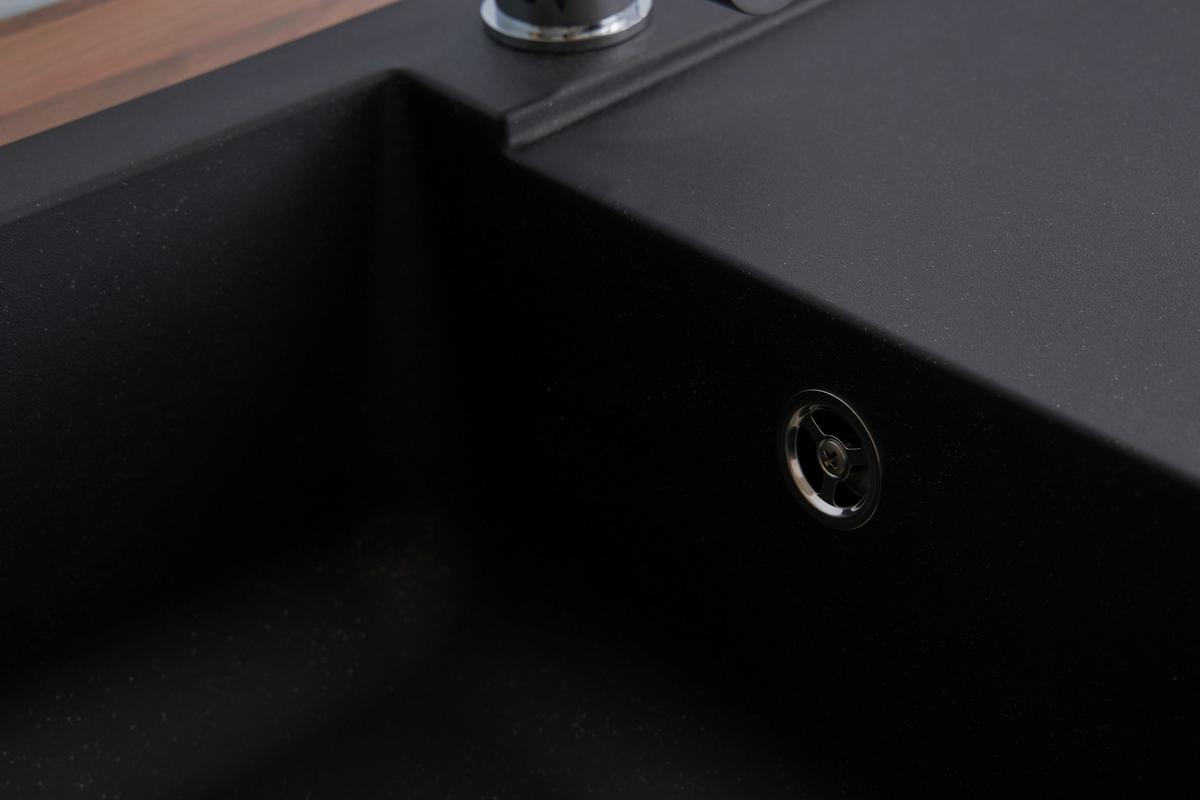 Spüle Respekta Denver Kunststein 78x43,5 Cm - Schwarz, Trend, Glas/Kunststoff (78/17/43,5cm) - Respekta