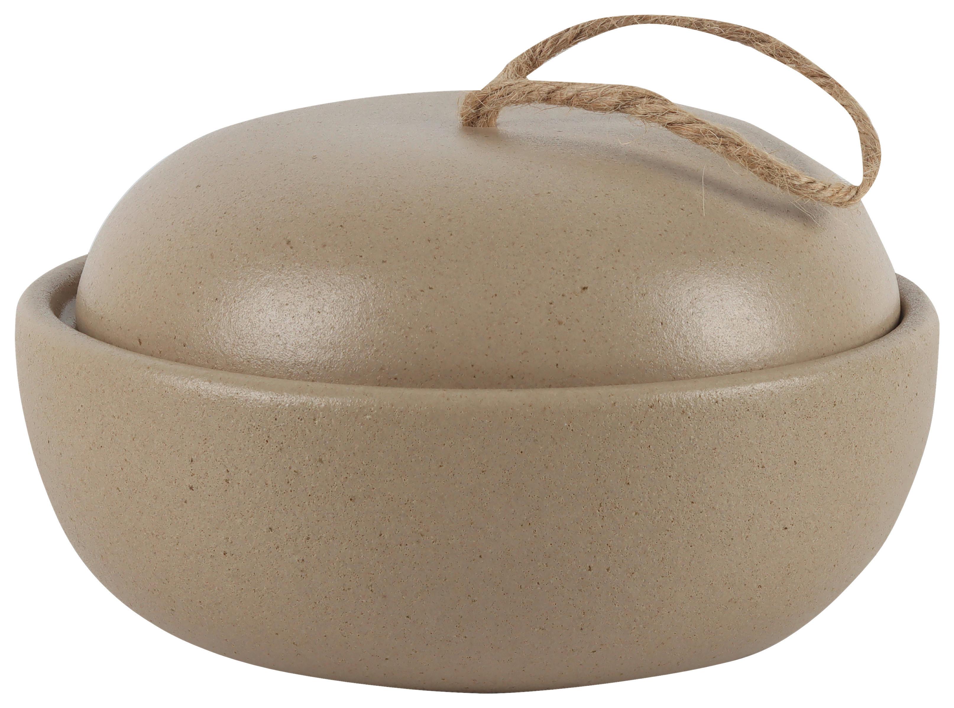 Dekorační miska FELIO - šedohnědá, textil/keramika (14,8/8,4cm) - Mömax