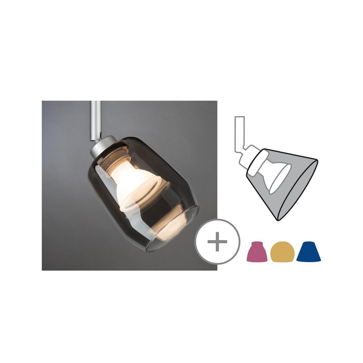 Schienensystem Urail Leuchtenschirm 95359 Rauchglas - Grau, Design, Glas (8/9,5cm) - Paulmann