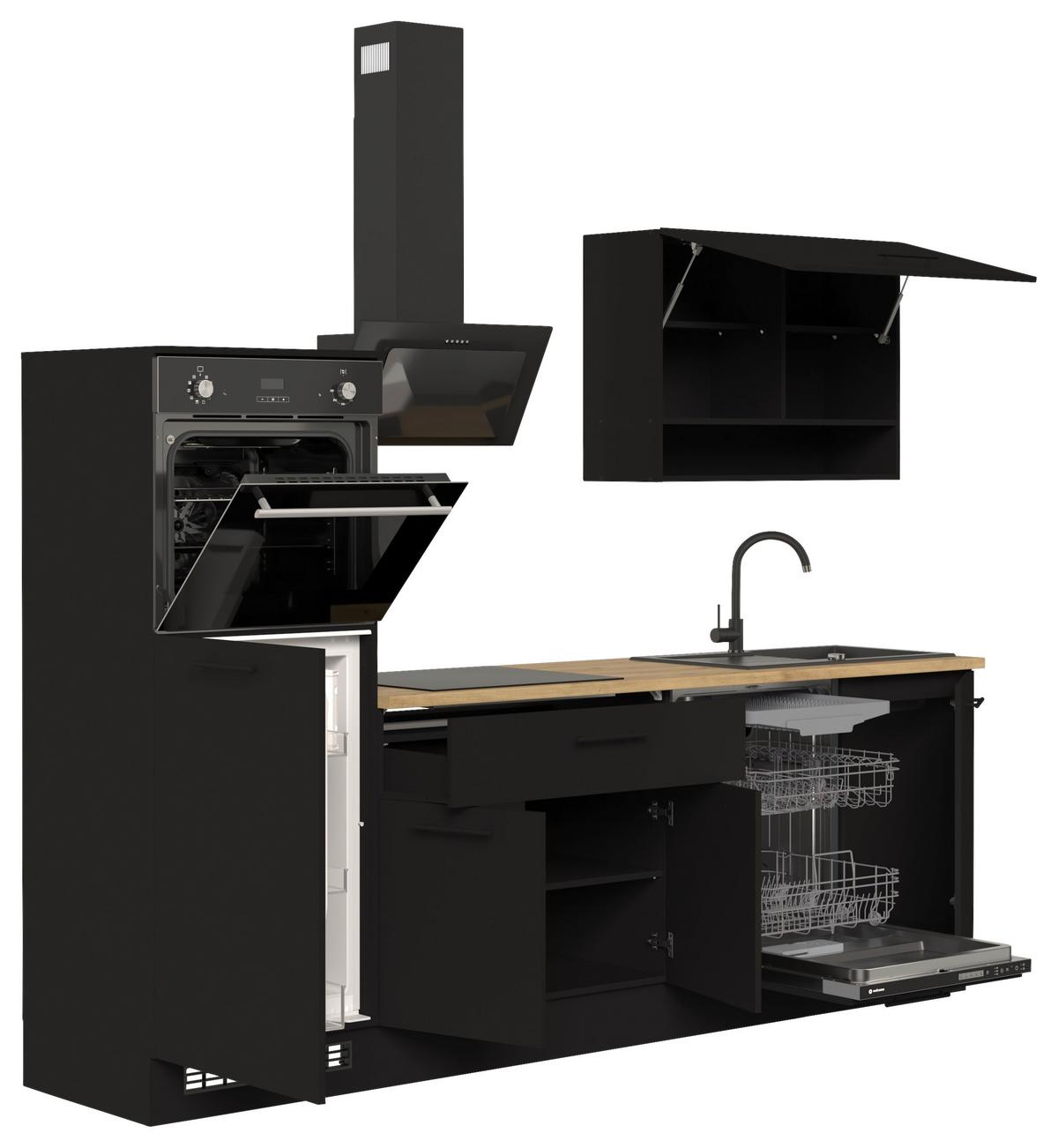 Küchenblock Berlin Schwarz/eiche Dekor B: 260 Cm - Schwarz/Eiche Artisan, Design, Holzwerkstoff (260cm) - MID.YOU