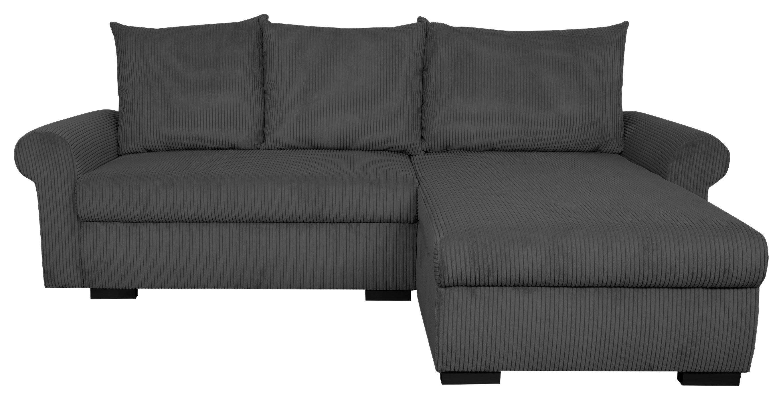 ECKSCHLAFSOFA Vasco, Anthrazit LF: 233x168cm - Anthrazit/Schwarz, Trend, Textil (233/168cm)