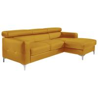 Ecksofa Sammy Gelb Leder - Chromfarben/Gelb, Design, Leder (226/169cm) - Livetastic